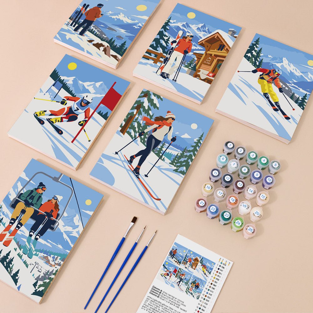 Everything in the Snowy Slopes mini painting kit