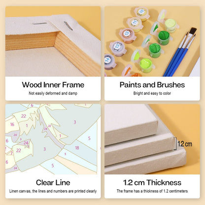 Wood inner frame, paints and brushes, clear lines, 1.2 cm thickness