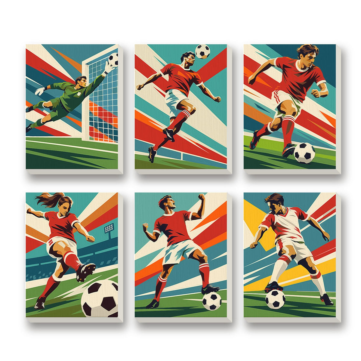 Soccer Stars – set of 6 mini paint by numbers canvases