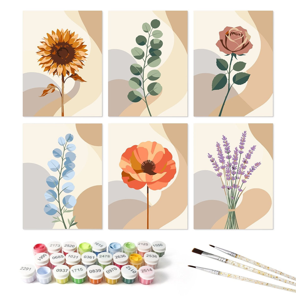 Soft Botanicals – Set of 6 Mini Paintings - Judy Paint