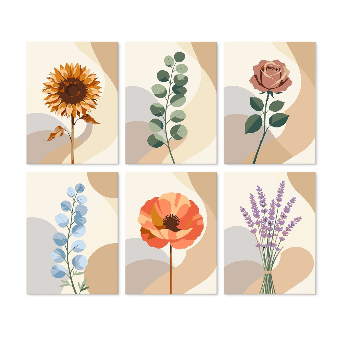 Soft Botanicals – Set of 6 Mini Paintings - Judy Paint