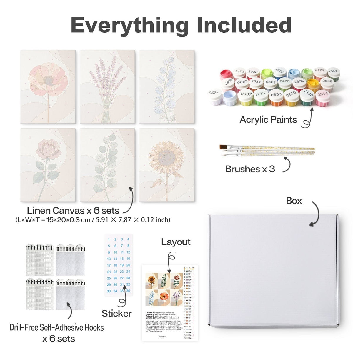 Soft Botanicals – Set of 6 Mini Paintings - Judy Paint