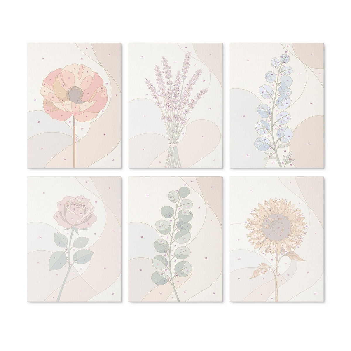 Soft Botanicals – Set of 6 Mini Paintings - Judy Paint