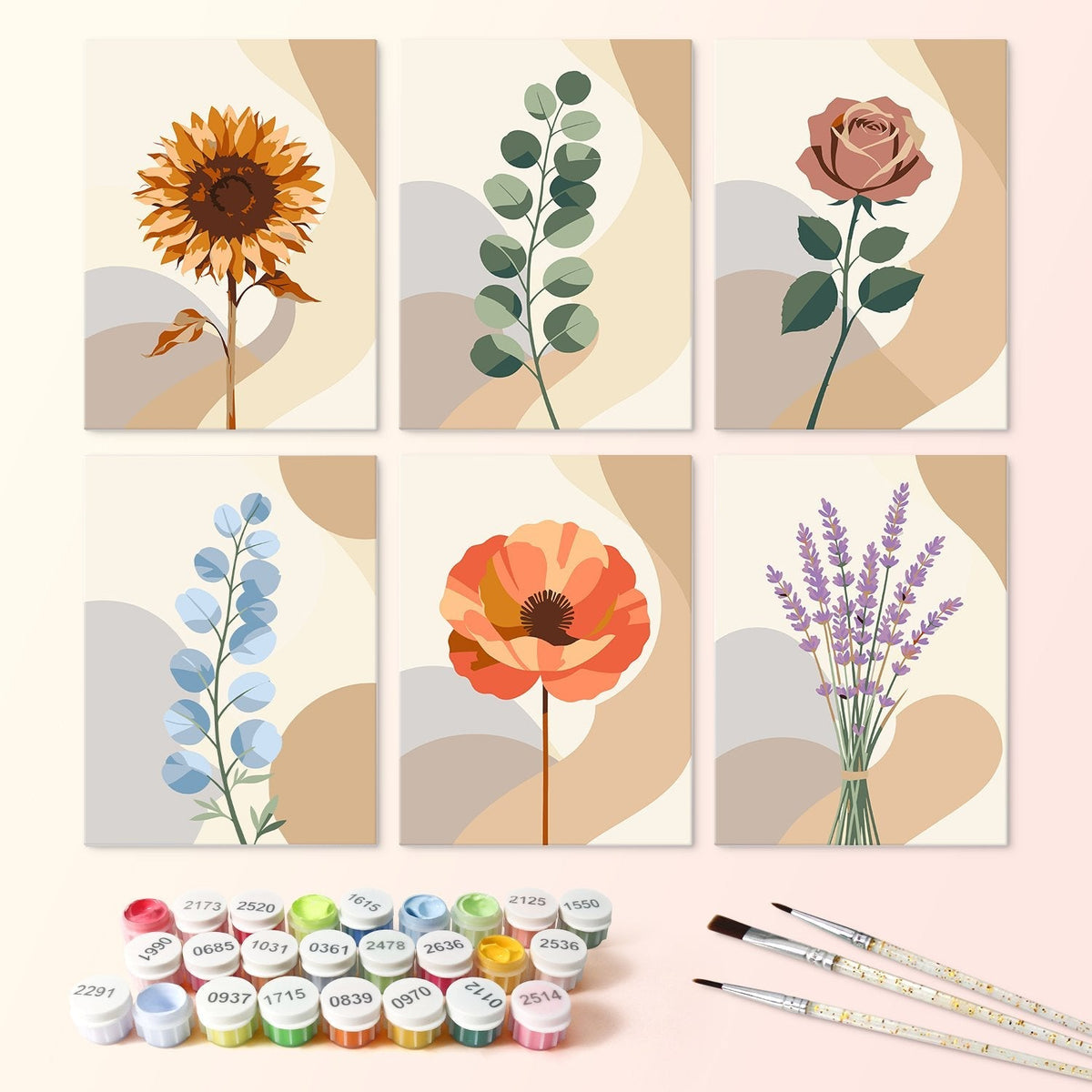 Soft Botanicals – Set of 6 Mini Paintings - Judy Paint