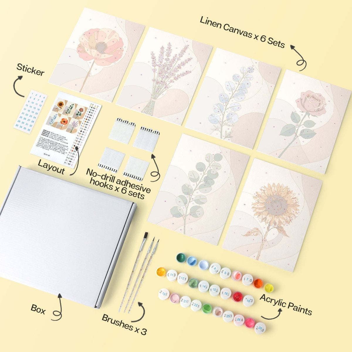 Soft Botanicals – Set of 6 Mini Paintings - Judy Paint