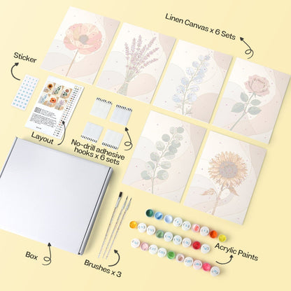 Soft Botanicals – Set of 6 Mini Paintings - Judy Paint