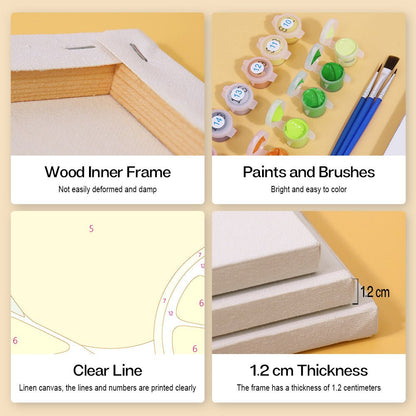 Wood inner frame, paints and brushes, clear lines, 1.2 cm thickness