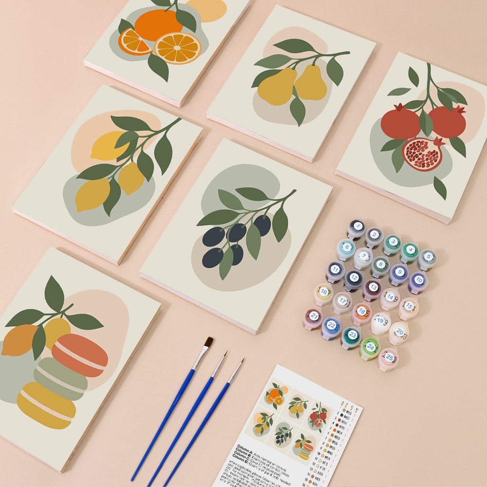 Everything in the Soft Fruit Studies mini painting kit