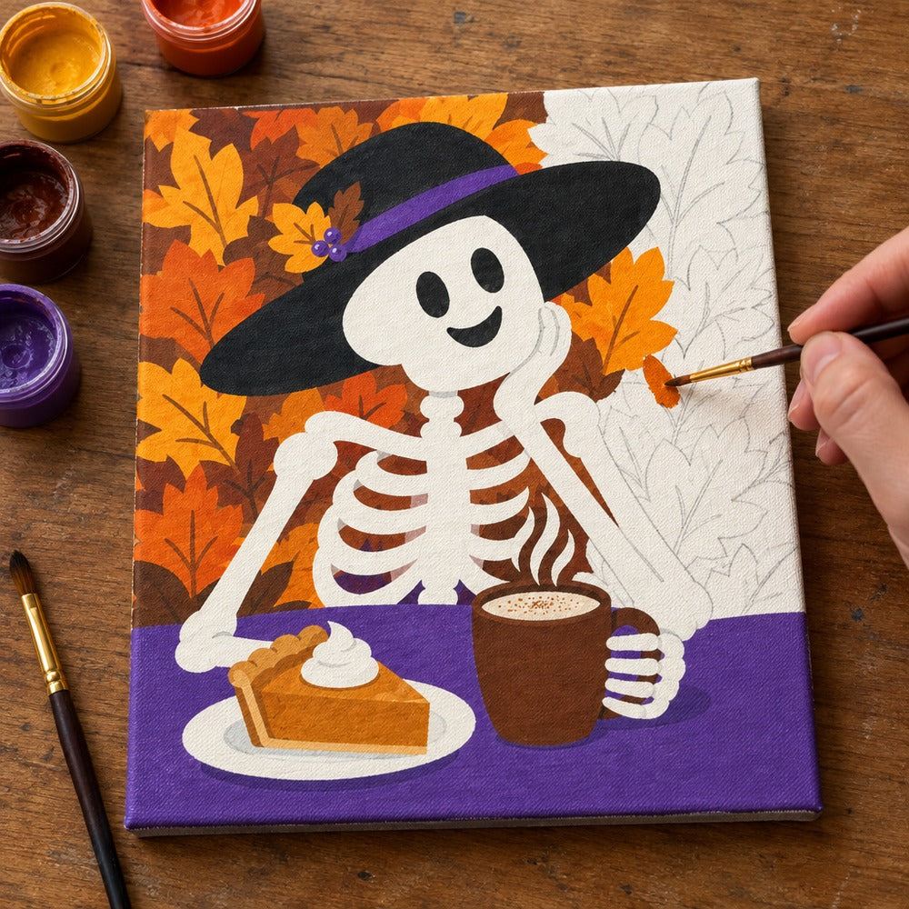 Painting the Spooky Pumpkin Patch mini canvases