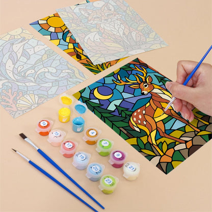 Stained Glass Animals mini painting set