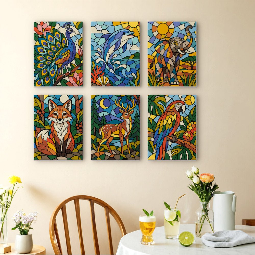 Stained Glass Animals mini painting set