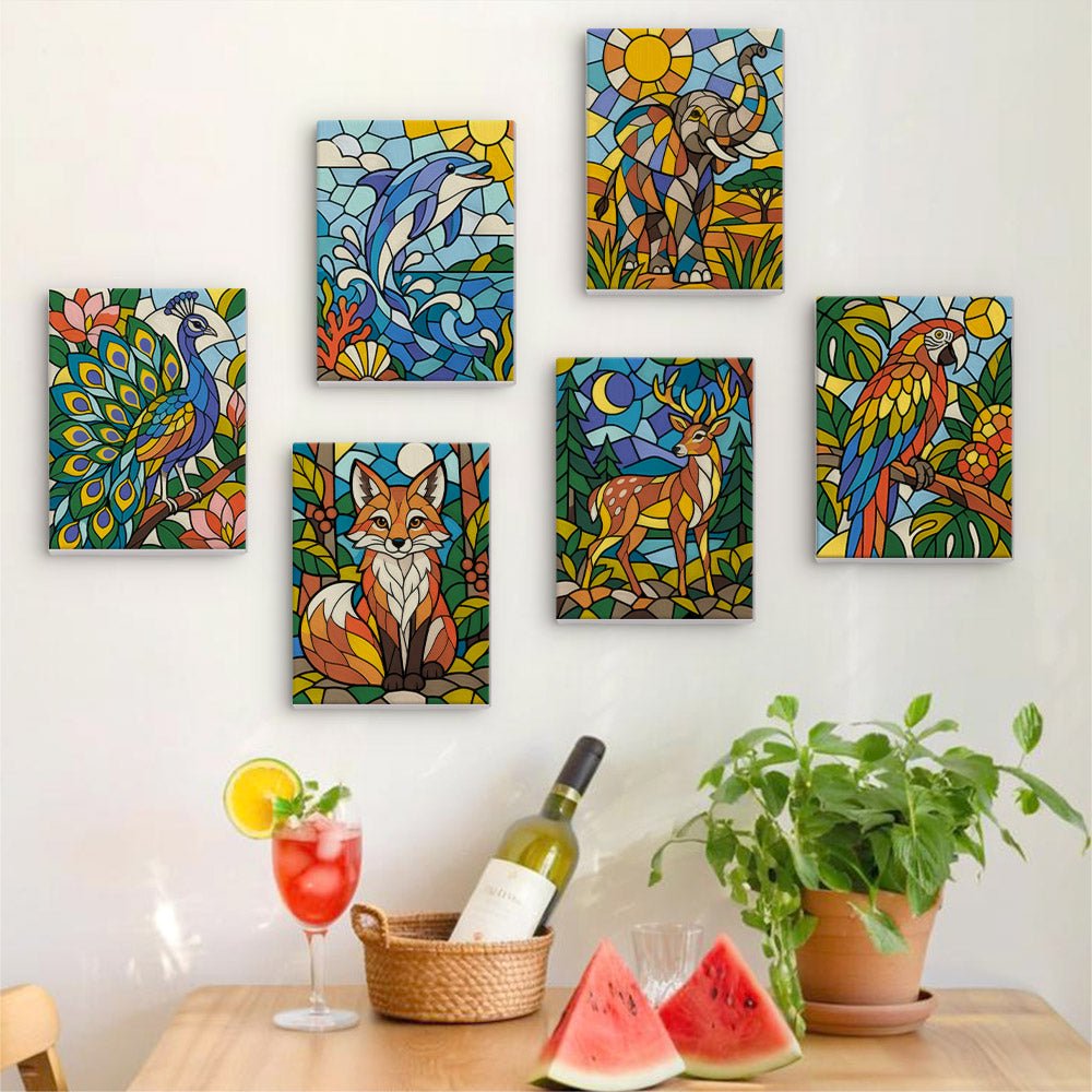 Stained Glass Animals mini painting set