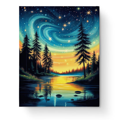 Starry Forest Reflection - Galaxies - Judy Paint