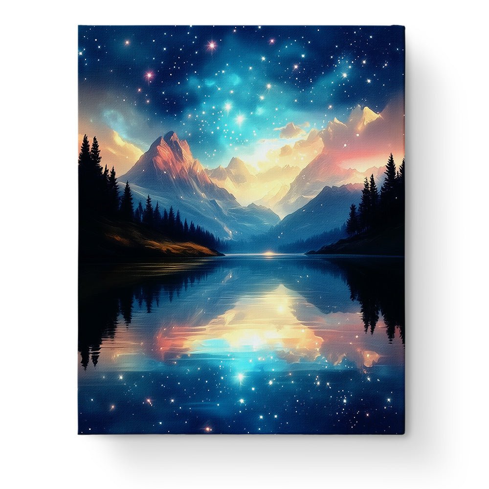 Starry Mountain Reflections - Galaxies - Judy Paint