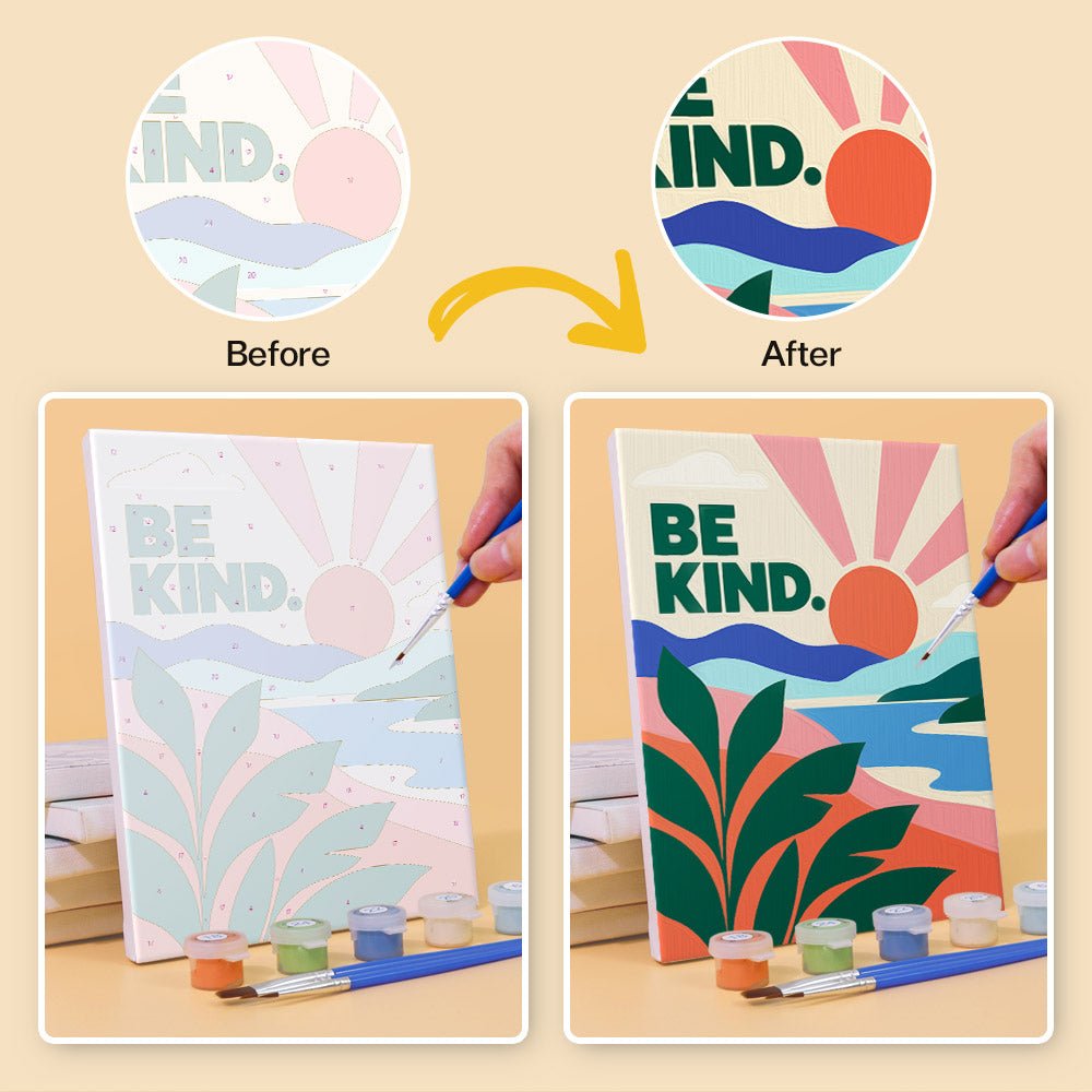 Before and after painting by numbers