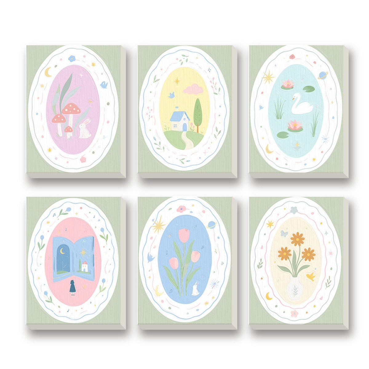 Storybook Cameos – set of 6 mini paint by numbers canvases