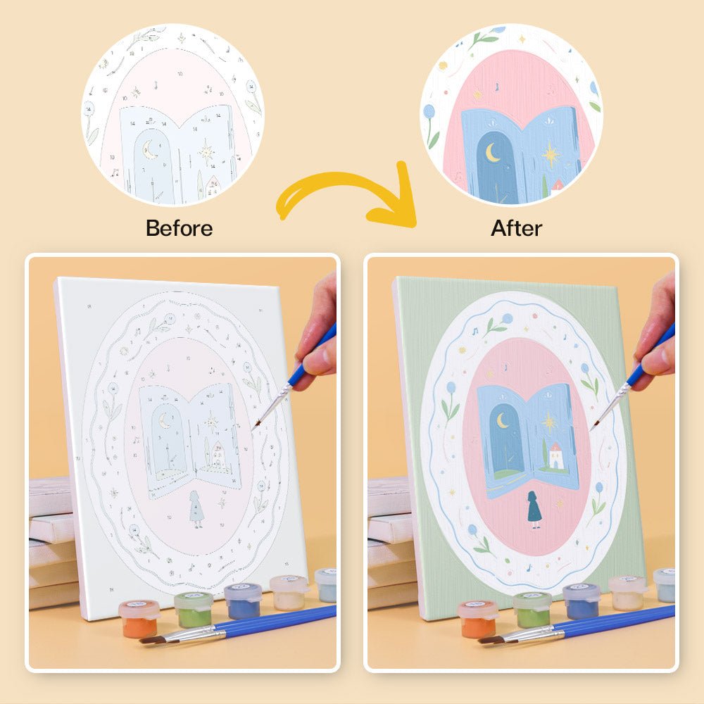 Before and after painting by numbers