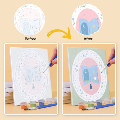 Before and after painting by numbers