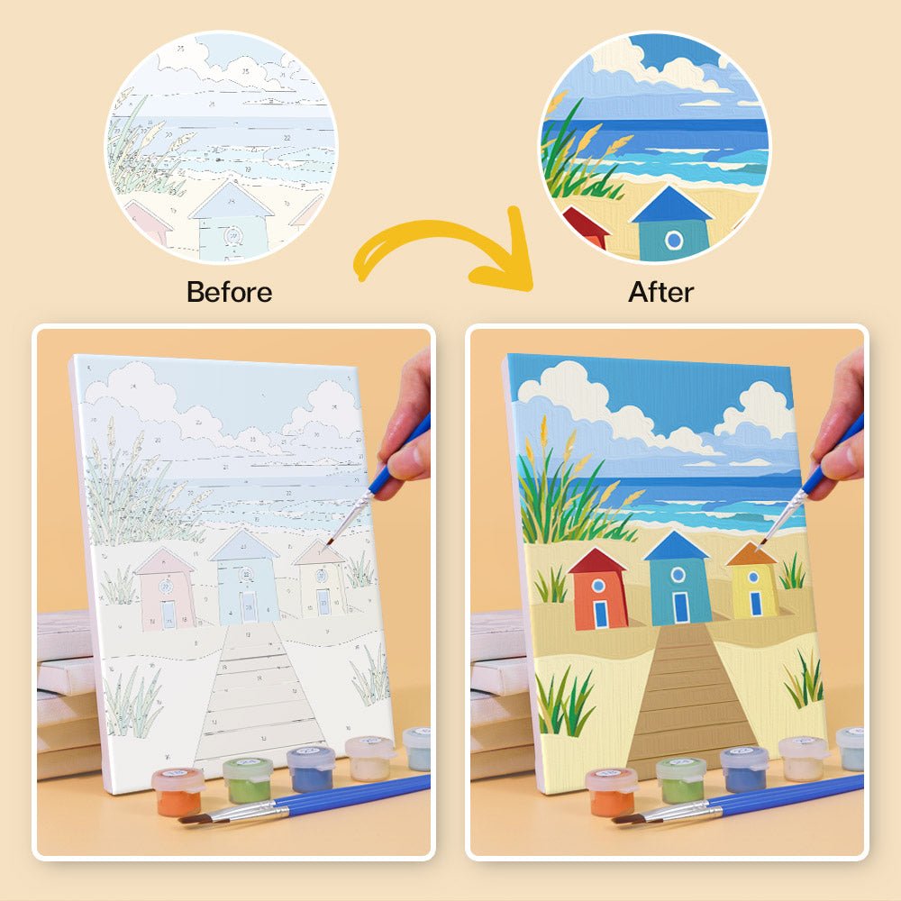 Before and after painting by numbers
