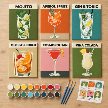 Everything in the Summer Sip Series mini painting kit