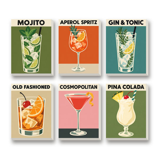 Summer Sip Series – set of 6 mini paint by numbers canvases