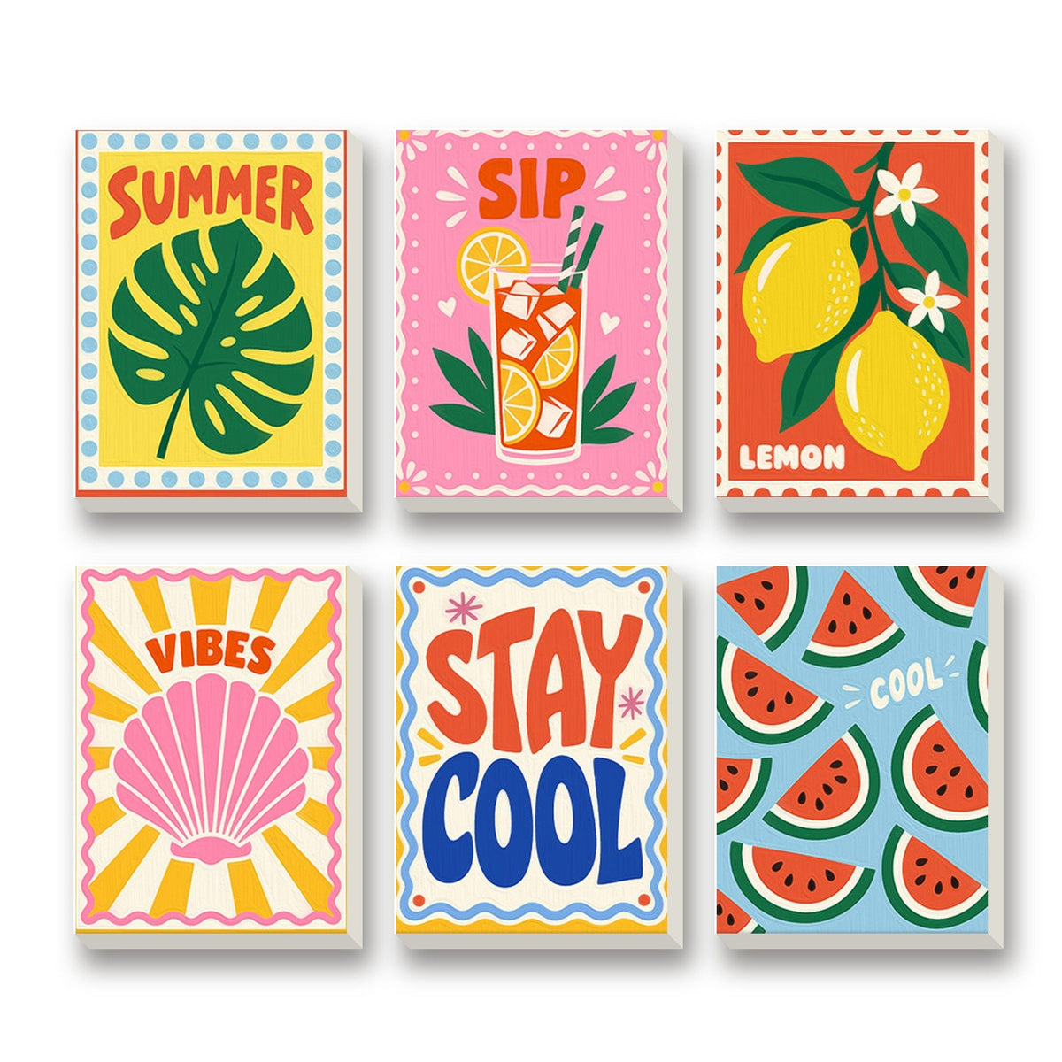 Summer Vibes – set of 6 mini paint by numbers canvases