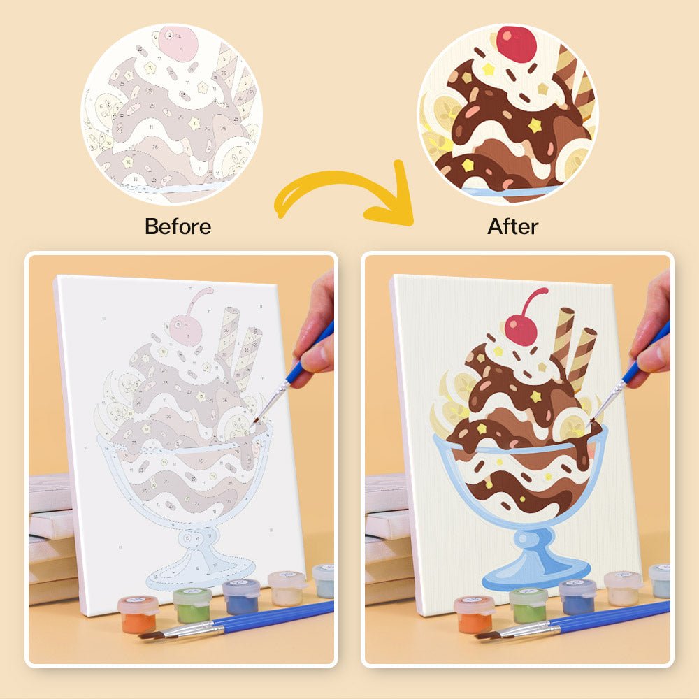 Before and after painting by numbers