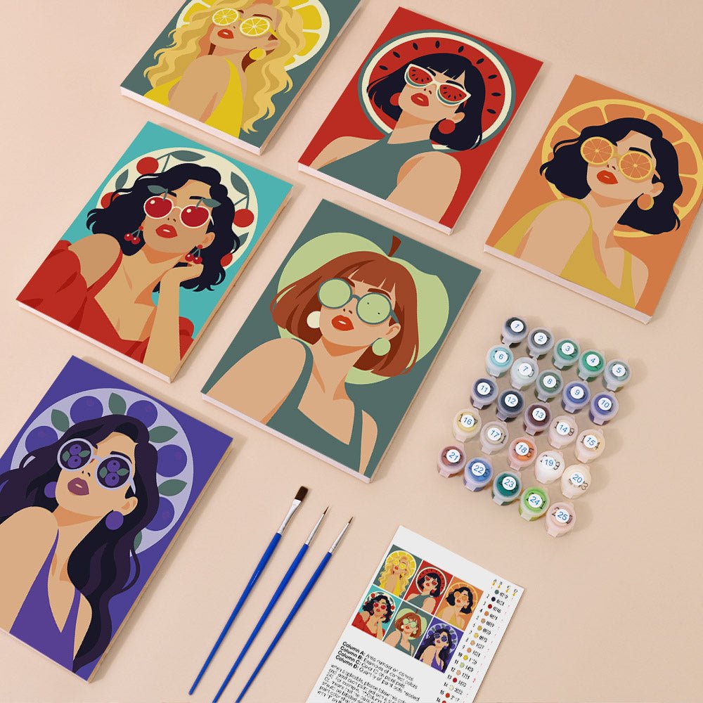 Everything in the Sunglasses Divas mini painting kit