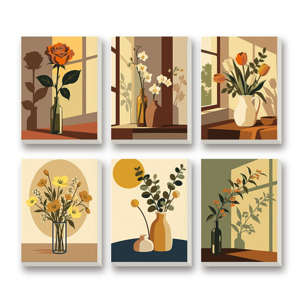 Sunlit Shadows – set of 6 mini paint by numbers canvases