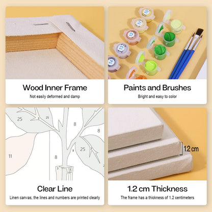 Wood inner frame, paints and brushes, clear lines, 1.2 cm thickness