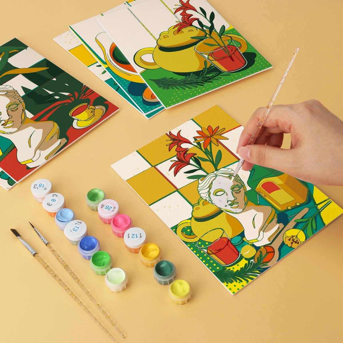 Sunlit Still Life – Set of 6 Mini Paintings - Judy Paint