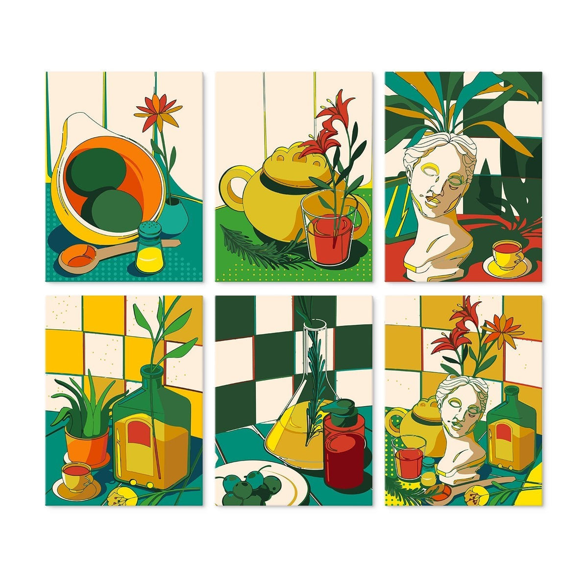 Sunlit Still Life – Set of 6 Mini Paintings - Judy Paint