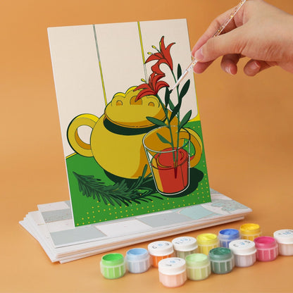 Sunlit Still Life – Set of 6 Mini Paintings - Judy Paint