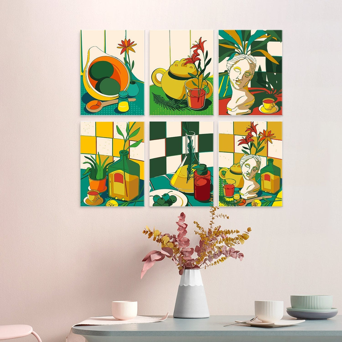 Sunlit Still Life – Set of 6 Mini Paintings - Judy Paint