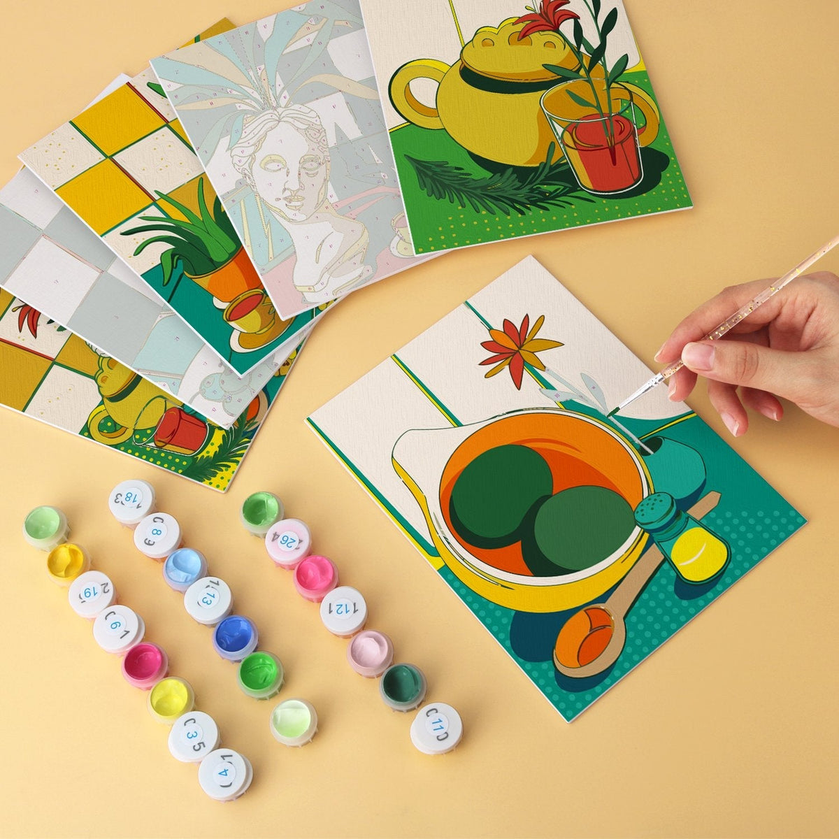 Sunlit Still Life – Set of 6 Mini Paintings - Judy Paint