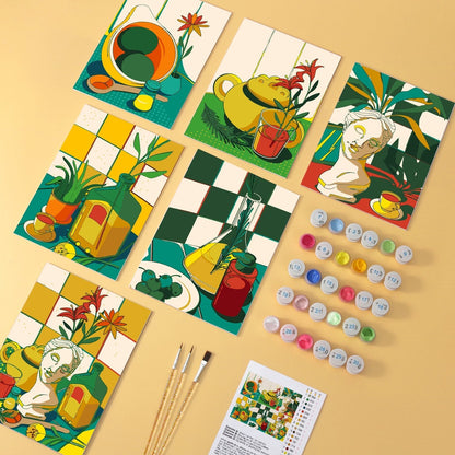 Sunlit Still Life – Set of 6 Mini Paintings - Judy Paint