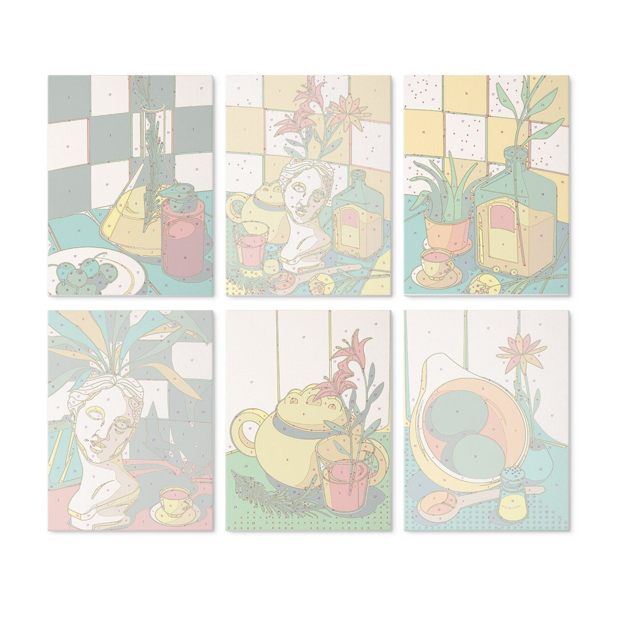 Sunlit Still Life – Set of 6 Mini Paintings - Judy Paint