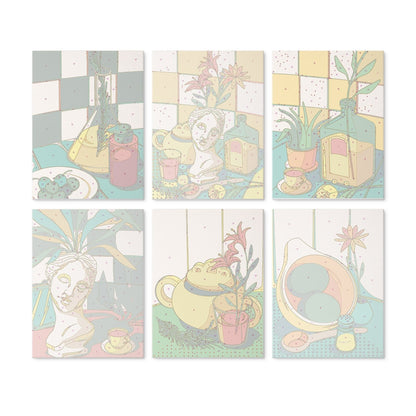 Sunlit Still Life – Set of 6 Mini Paintings - Judy Paint