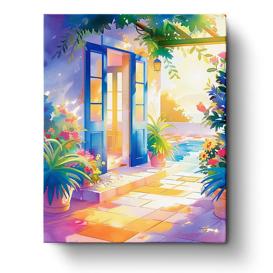 Sunlit Terrace Escape - Bohemian Vibes - Judy Paint