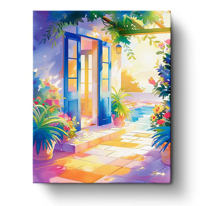 Sunlit Terrace Escape - Bohemian Vibes - Judy Paint