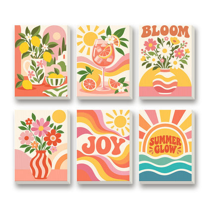 Sunny Joy – set of 6 mini paint by numbers canvases