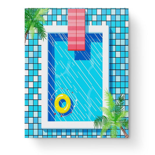 Sunny Poolside Scene - Minimalistic - Judy Paint