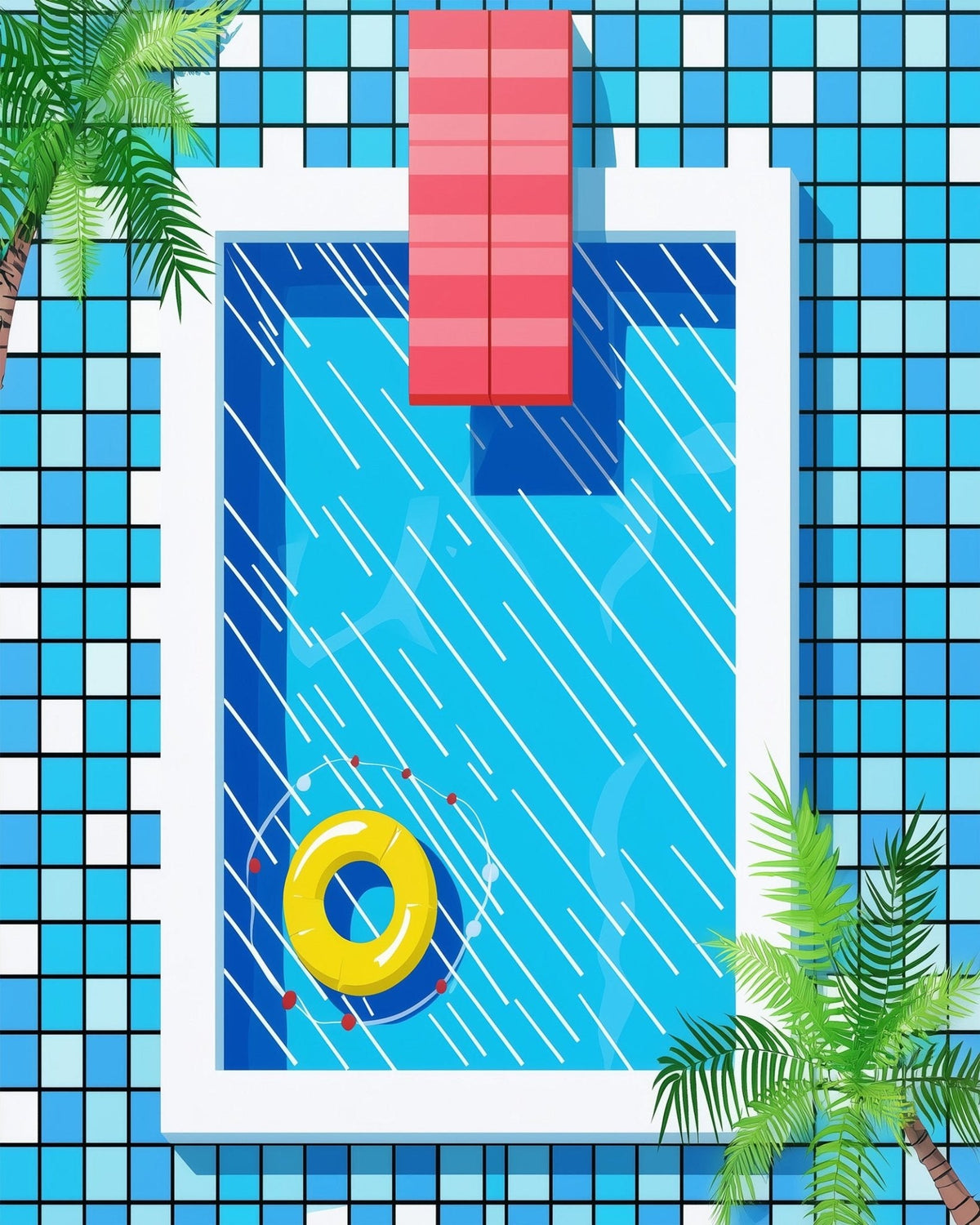 Sunny Poolside Scene - Minimalistic - Judy Paint