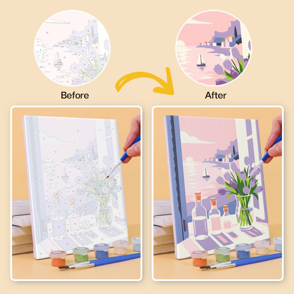 Before and after painting by numbers