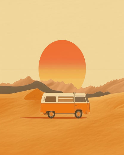 Sunset Adventure Van - Minimalistic - Judy Paint