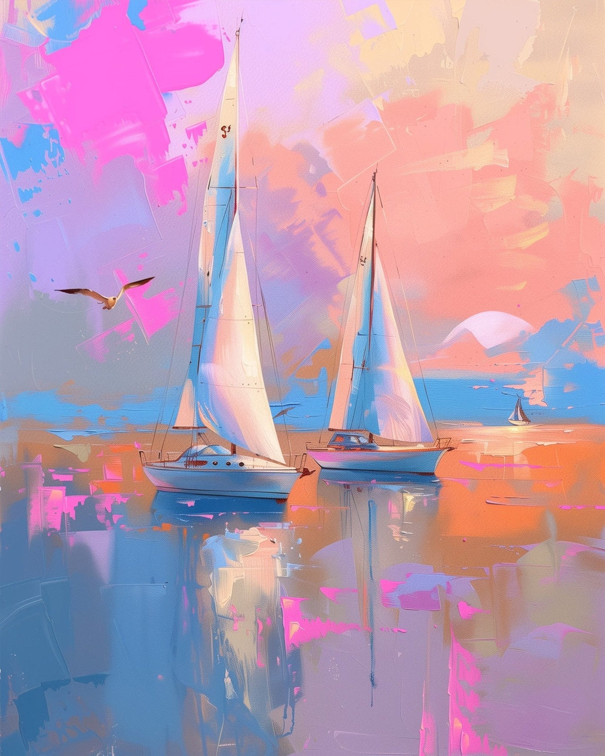 Sunset Sailboats - USA - Judy Paint