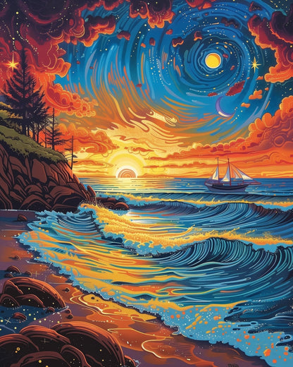 Sunset Serenity - Sea Landscape - Judy Paint