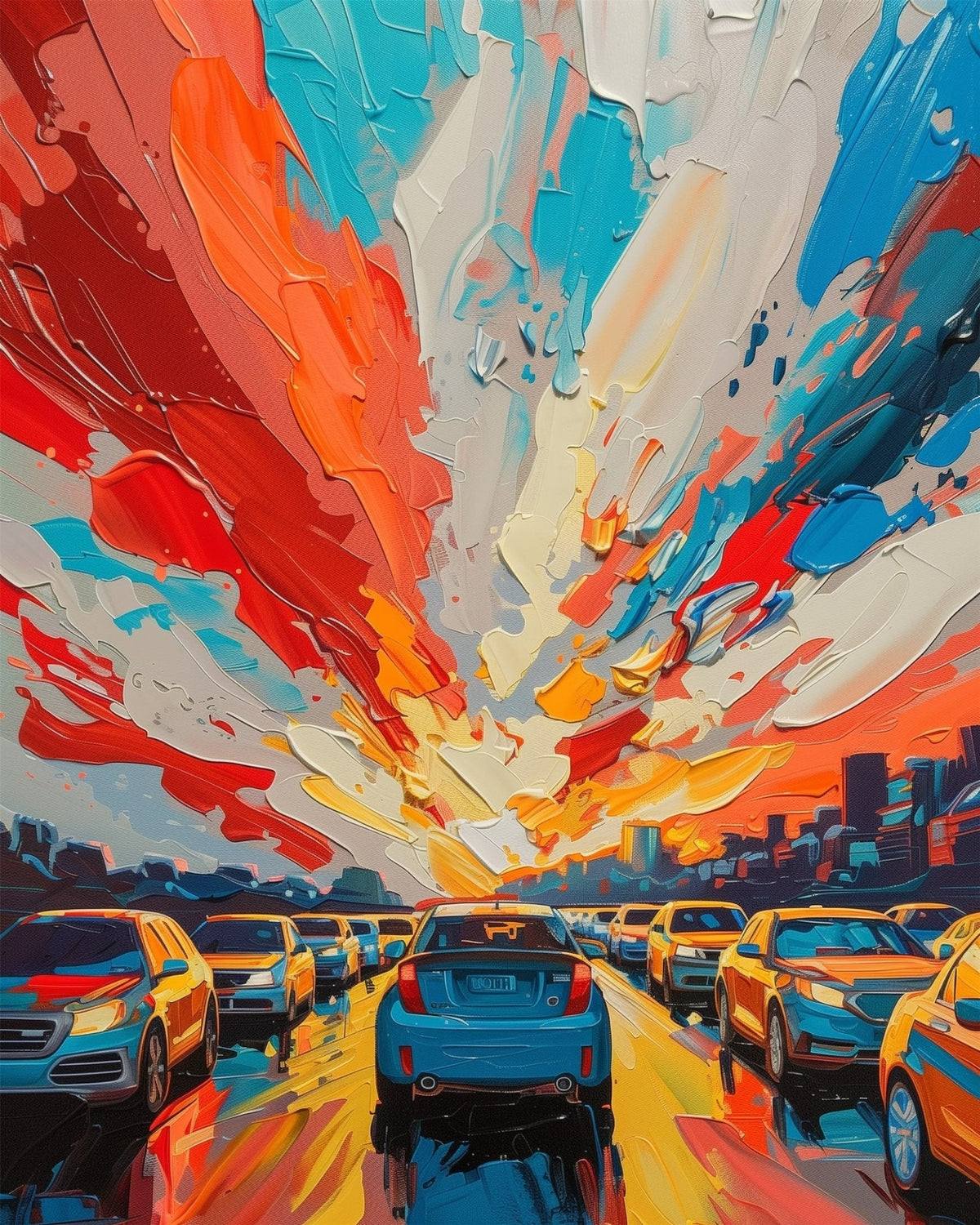 Sunset Traffic Splendor - USA - Judy Paint