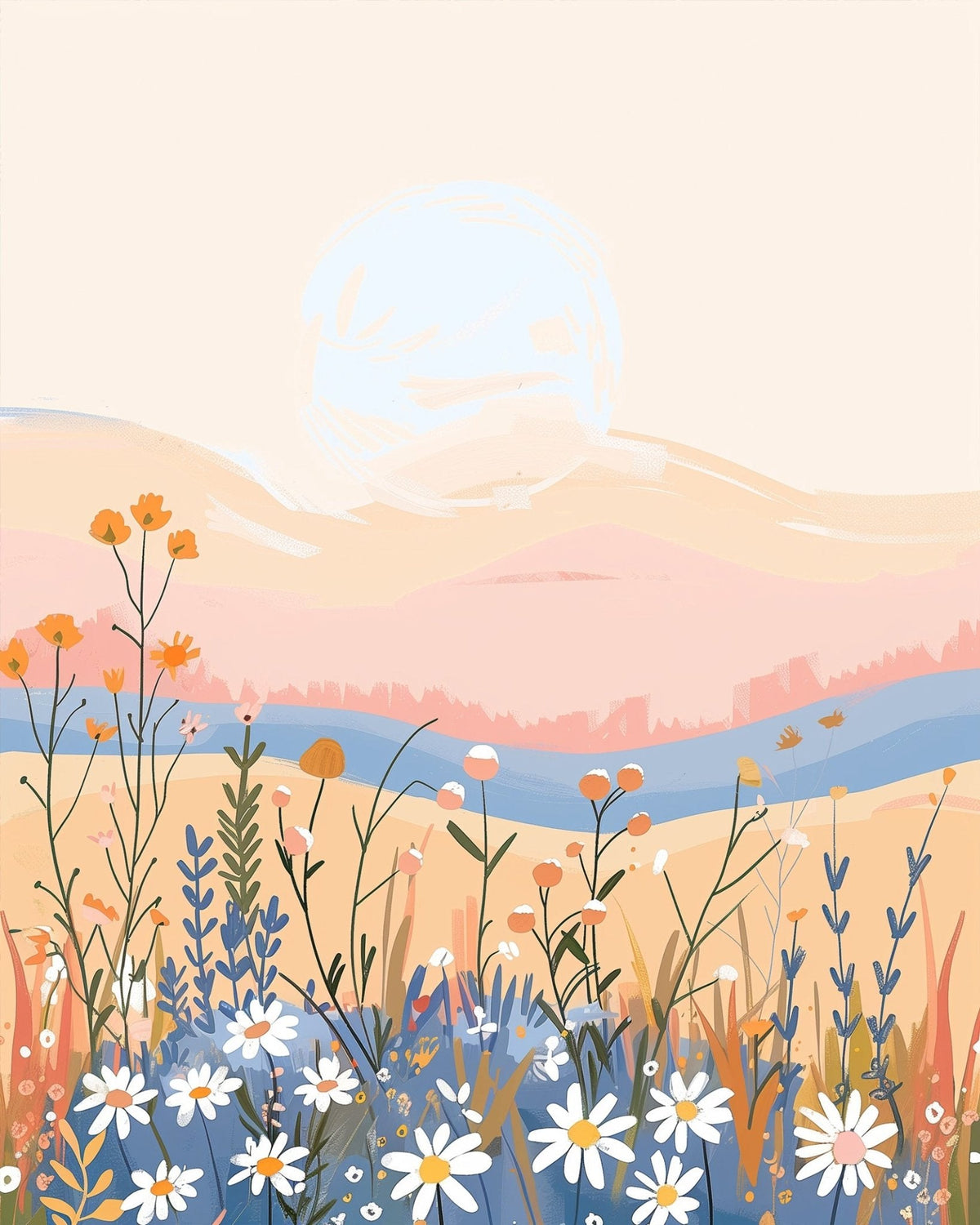 Sunset Wildflowers - Bohemian Vibes - Judy Paint
