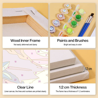 Wood inner frame, paints and brushes, clear lines, 1.2 cm thickness
